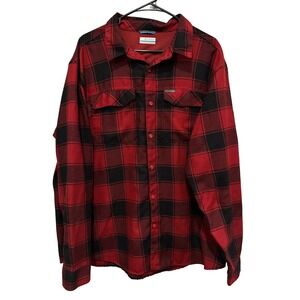 Columbia Mens‎ Omni-Wick Buffalo Plaid Long Sleeve Shirt Red Black XL XM0209